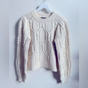 EUC Aqua Cream Sweater with Pearl Accents